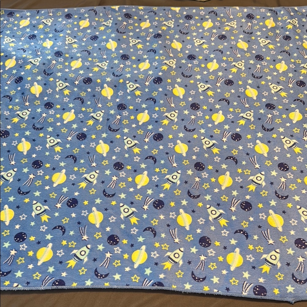 Kidgets Blue and Yellow Space Baby Blanket